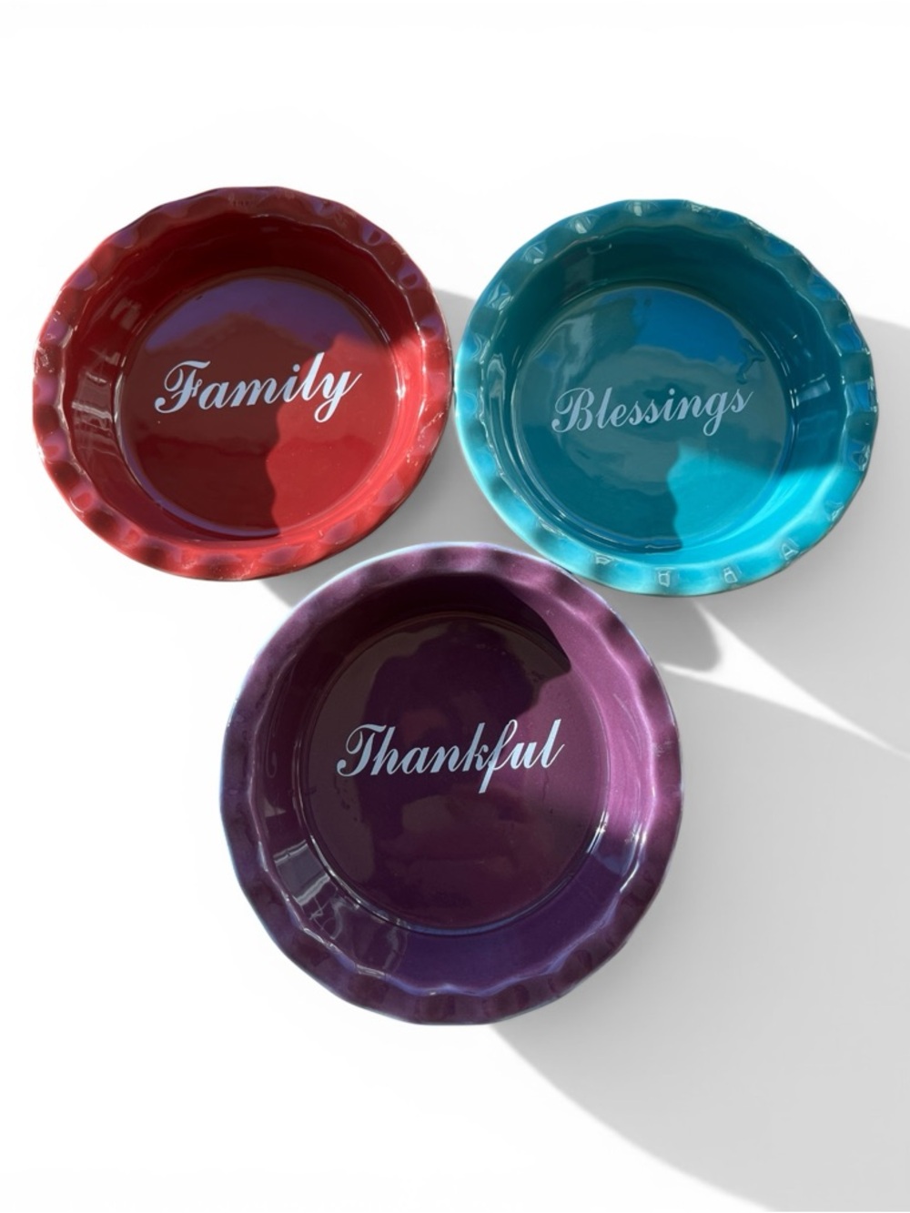 Ceramic 3 Mini Ruffled Edge Pie Dish Set, 6 -in Round 1.5" deep